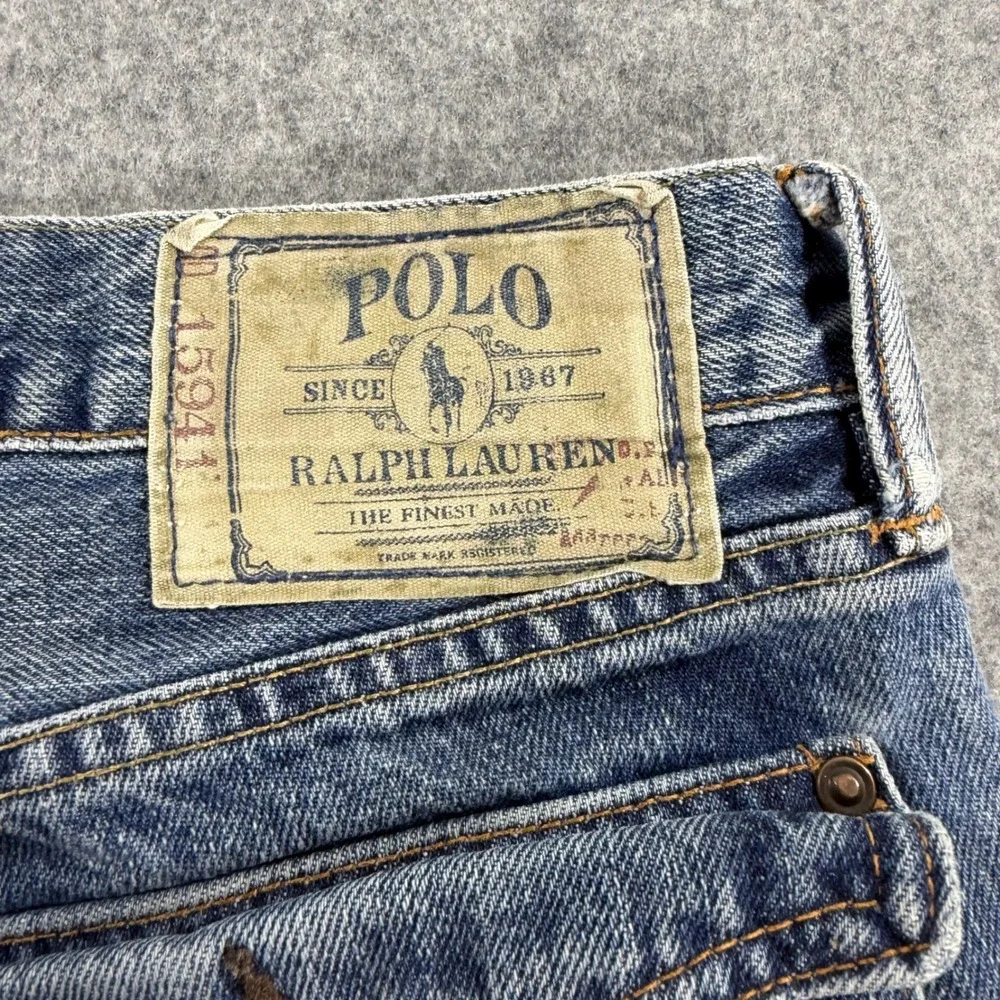Polo Ralph Lauren Mens Straight Leg Jeans Med Wash Blue 34x30 Distressed Denim